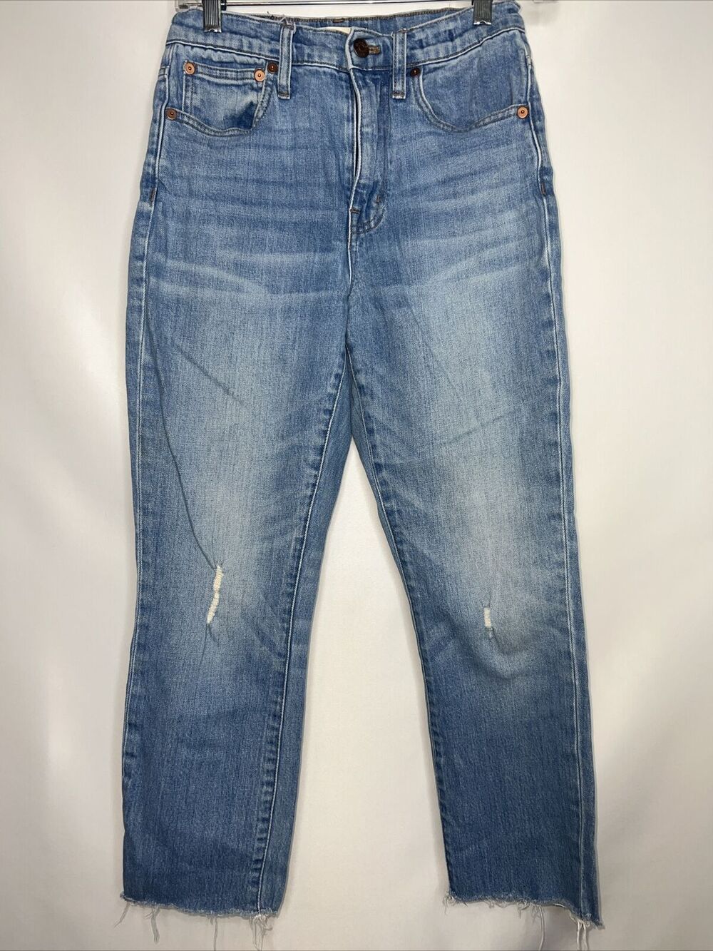 Madewell The High Rise Slim Crop Boyjean In Dover Wash Raw Hem Size 26 x 26